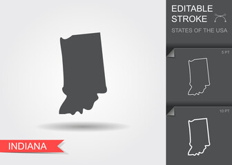 Stylized map of the U.S. state of Indiana vector illustration