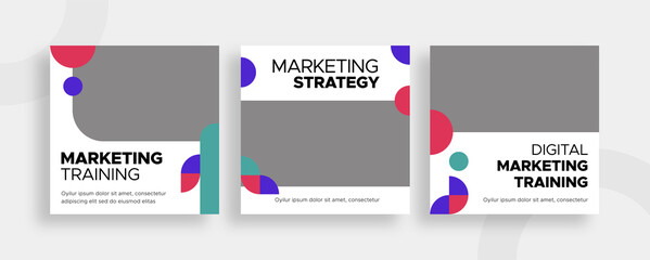 Set of editable templates for Instagram post, Facebook square, corporate, advertisement, marketing, business, fresh design with white colour and minimalist vectors (2/3) © 1stDay