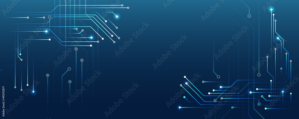 Leinwandbilder wide cyber security internet and networking concept. hi-tech vector illustration with various techno