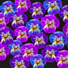 background with tricolor violets in the style of oil paints