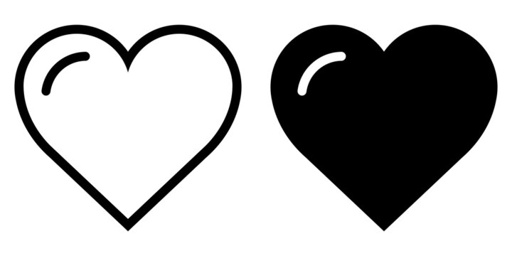 Ofvs11 OutlineFilledVectorSign Ofvs - Heart Vector Icon . Isolated Transparent . Love Symbols . Romantic / Passion - Valentine Day . Black Outline And Filled Version . AI 10 / EPS 10 . G11286