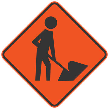 Road workers ahead sign image