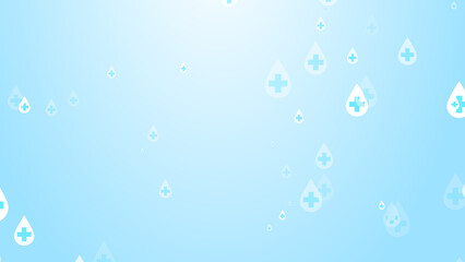 Medical health cross white on blue sanitizer drop pattern background. Abstract healthcare clean and Hygiene concept.