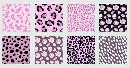 Pink leopard fur texture seamless pattern collection © Natalie