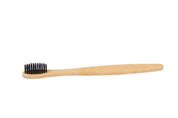 Bamboo wood toothbrush with black brush bristles