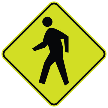 Watch for pedestrians yellow sign