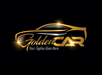 Golden Luxury car Logo Sign