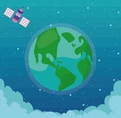 planet earth and satellite