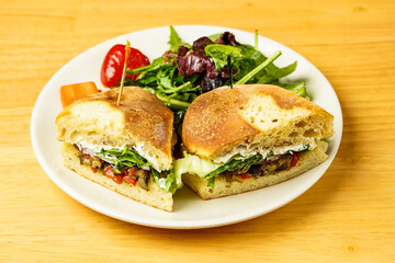 Roasted eggplant and goat cheese sandwich