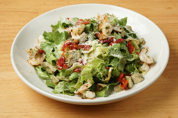 salad with fresh seafood and roasted red peppers