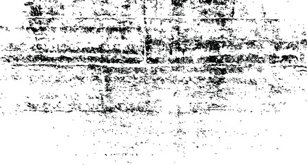 Monochrome texture composed of irregular graphic elements. Distressed uneven grunge background. Abstract vector illustration. Overlay for interesting effect and depth. Isolated on white background.