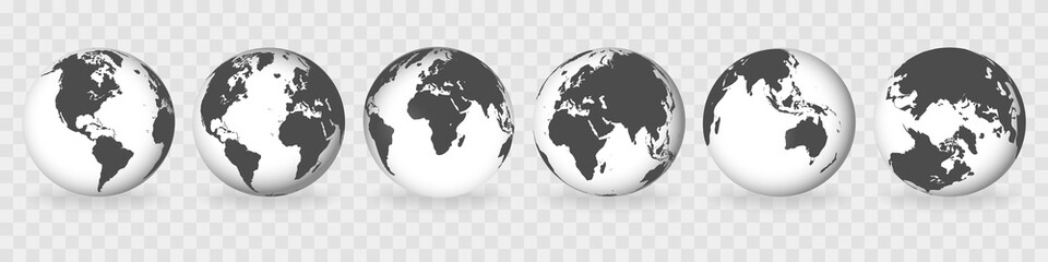 Planet Earth. The Earth, World Map on gray background. Vector illustration. EPS 10 - obrazy, fototapety, plakaty
