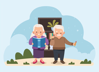 old couple with shelving