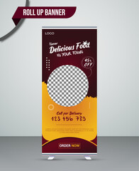 Food Roll-Up Banner Template Design