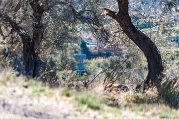 disc golf basket on the hills of mijas spain