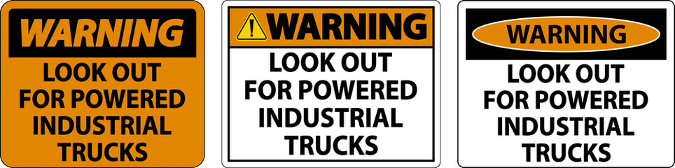 Warning Look Out For Trucks Sign On White Background