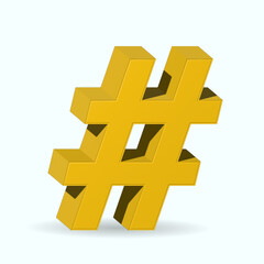 Network hashtag icon or online technology communication trend tag and social follow symbol. 3d illustration.