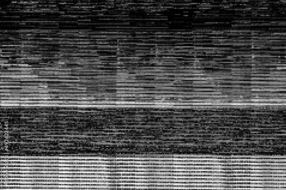 Poster pixel pattern of a digital glitch / abstract black and white pixel pattern background of a digital g