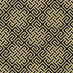 Abstract geometric pattern. A seamless vector background. Gold and black ornament. Graphic modern pattern. Simple lattice graphic design