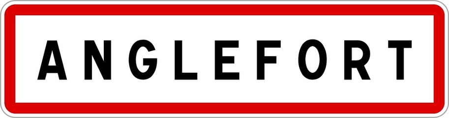 Obraz premium Panneau entrée ville agglomération Anglefort / Town entrance sign Anglefort