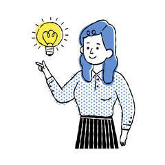 business woman getting light bulb up for new fresh ideas