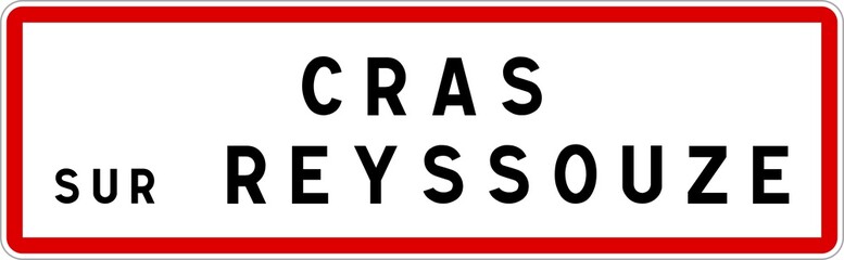 Panneau entrée ville agglomération Cras-sur-Reyssouze / Town entrance sign Cras-sur-Reyssouze