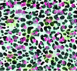 seamless pattern with flowers and animal print