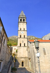 Fototapeta na wymiar Catholic church of Saint Nicholas in Perast in Montenegro