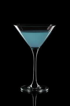 cocktail "blue lagoon" on a black background