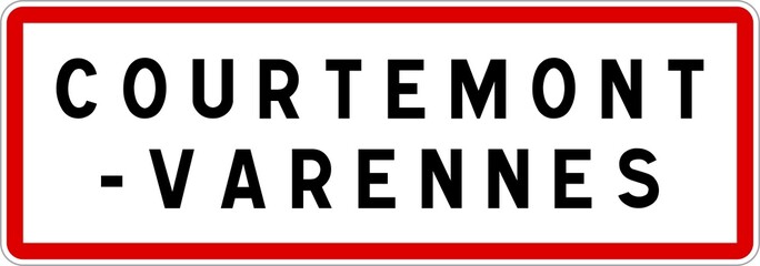 Panneau entr&eacute;e ville agglom&eacute;ration Courtemont-Varennes / Town entrance sign Courtemont-Varennes