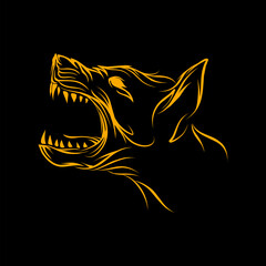 gold dog head tribal tattoo