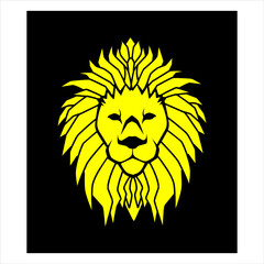 lion head in yellow logo illustration