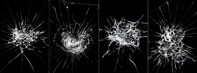 The effect of cracked broken smartphone screen. Cracks in the glass from breaking.