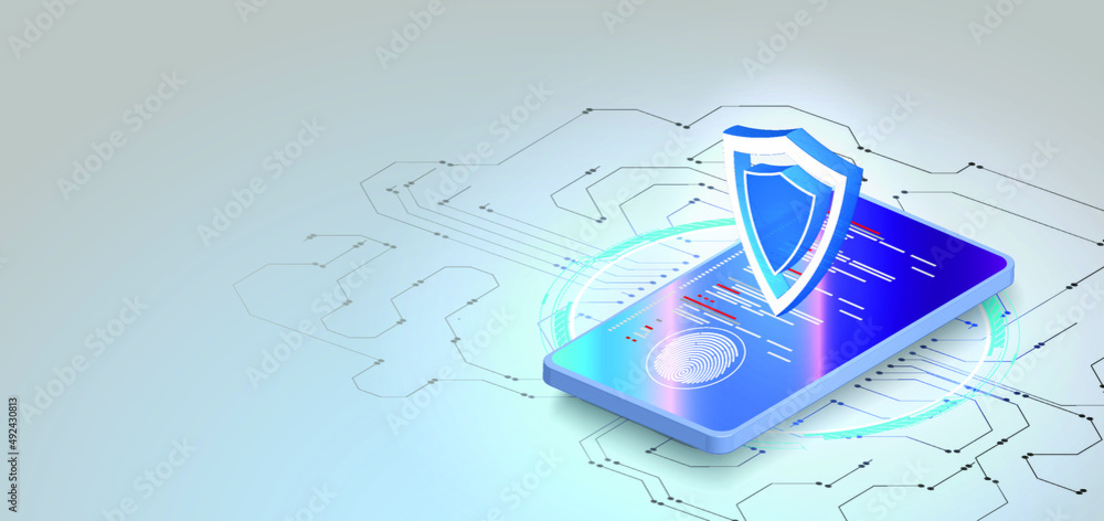 Poster cyber security and information or network protection future cyber technology protection concept. pro