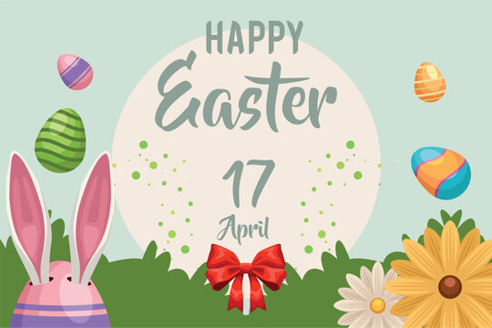 happy easter lettering poster