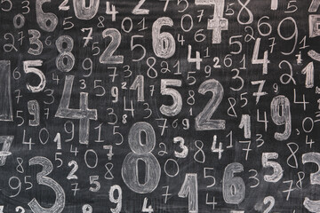 Background of numbers. from zero to nine. Numbers texture. Finance data concept. Mathematic. Seamless pattern with numbers. financial crisis concept. Business success.