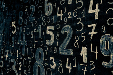 Background of numbers. from zero to nine. Numbers texture. Finance data concept. Mathematic. Seamless pattern with numbers. financial crisis concept. Business success.