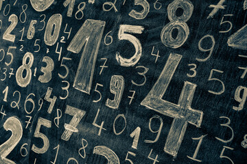 Background of numbers. from zero to nine. Numbers texture. Finance data concept. Mathematic. Seamless pattern with numbers. financial crisis concept. Business success.