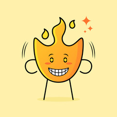 cute fire cartoon with sparkling eyes, smile and happy expression. suitable for logos, icons, symbols or mascots