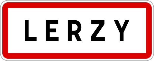 Panneau entr&eacute;e ville agglom&eacute;ration Lerzy / Town entrance sign Lerzy