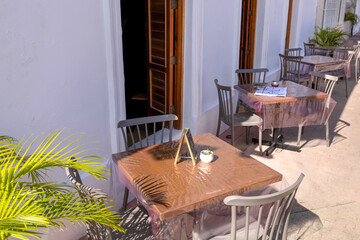 Cozumel near Cancun, Mexico, colorful houses and colonial center and tourism shopping district.