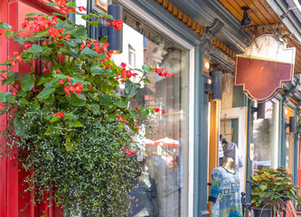 Canada, Old Quebec City tourist attractions, Petit Champlain lower town and shopping district.