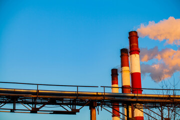 Industrial landscape. Smoke from factory chimneys
