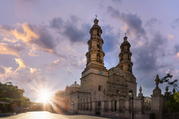 Mexico, Aguascalientes Cathedral Basilica in historic colonial center near Plaza de la Patria.