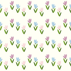 Seamless repeating snowdrop pattern in pastel colors