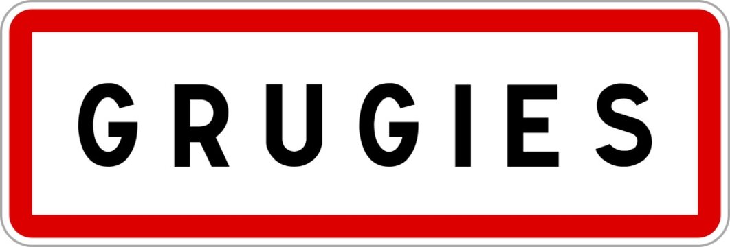 Panneau entrée ville agglomération Grugies / Town entrance sign Grugies