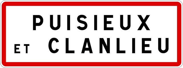 Panneau entrée ville agglomération Puisieux-et-Clanlieu / Town entrance sign Puisieux-et-Clanlieu