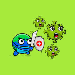 Obraz premium world against coronavirus with sword drawing vector