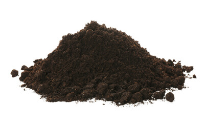 Pile of soil on white background. Fertile ground