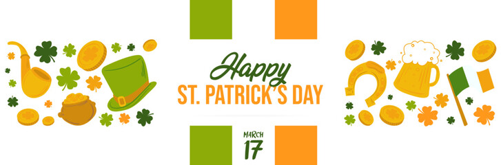 Happy St. Patrick's day - Banner - Title and illustrations